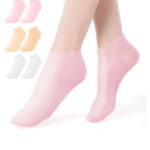 Two pair silicone moisturizing spa socks White and peach pairs